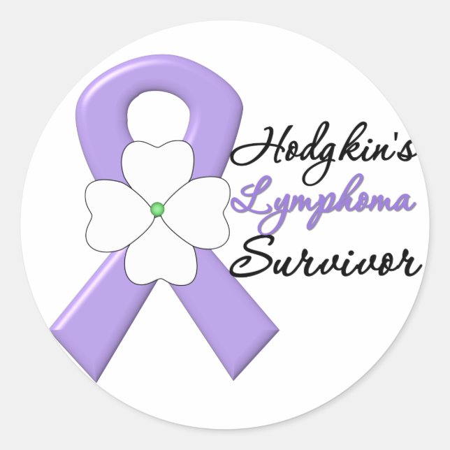Hodgkin's Lymphoma Survivor Blume Ribbon Runder Aufkleber (Vorderseite)
