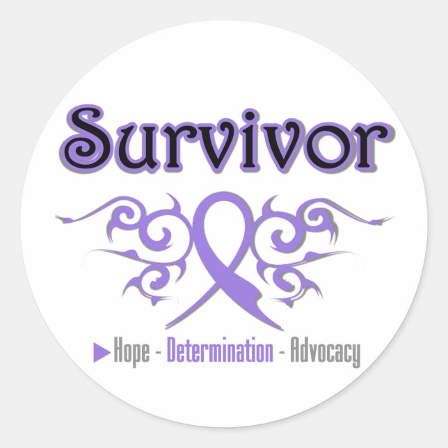 Hodgkins Lymphoma Survivor Tribal Ribbon Runder Aufkleber (Vorderseite)
