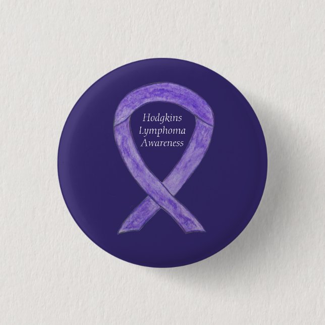 Hodgkins Lymphoma Violet Ribbon benutzerdefinierte Button (Vorderseite)