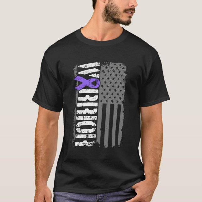 Hodgkins Lymphoma Warrior American Flag T-Shirt (Vorderseite)