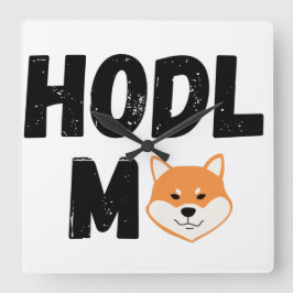 Hodl Me Shiba Inu Crypto Square Wall Clock Quadratische Wanduhr