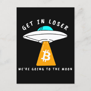 Hodl - Moon - UFO - BITCOIN - Krypto Postkarte