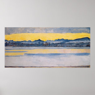 Hodler - Genfersee mit Mont Blanc im Morgengrauen  Poster