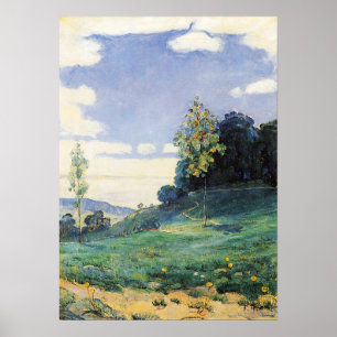 Hodler - Landschaft mit zwei kleinen Bäumen 1893 Poster