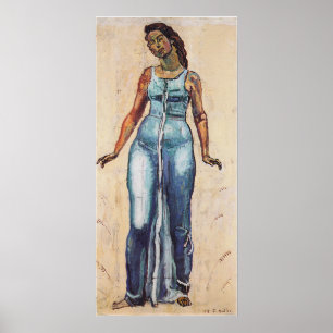 Hodler - Stehende weibliche Figur in einem blauen Poster