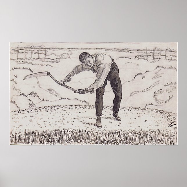 Hodler - The Working Mower 1909 Poster (Vorne)
