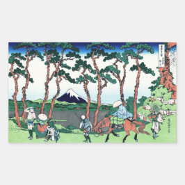Hodogaya zu Tokaido Katsushika Hokusai Rechteckiger Aufkleber