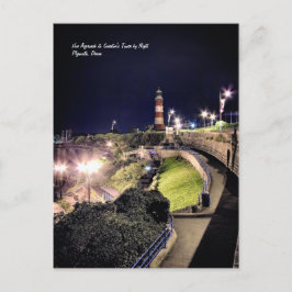 Hoe Approach und Smeaton's Tower by Night Postkarte