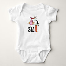 Hoera een meisje - ooievaar met baby.