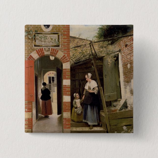 Hof eines Hauses in Delft, 1658 Button (Vorderseite)