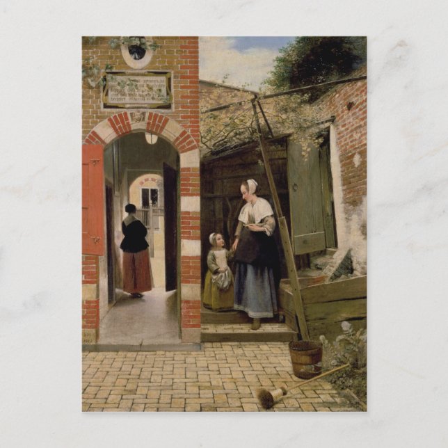 Hof eines Hauses in Delft, 1658 Postkarte (Vorderseite)