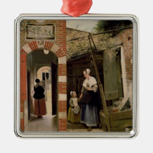 Hof eines Hauses in Delft, 1658 Silbernes Ornament