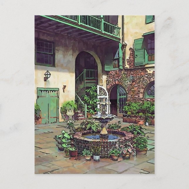 Hof im französischen Viertel, New Orleans Postkarte (Vorderseite)