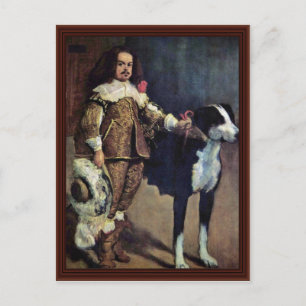 Hof Zwerg mit Hund von Diego Velázquez Postkarte