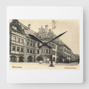 Hofbrauhaus, München, Deutschland 1900 Vintag Quadratische Wanduhr