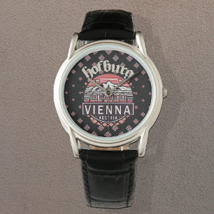 Hofburg in Circles Classic Black Leather Armbanduhr