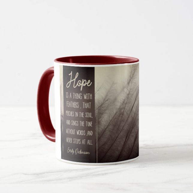 HOFFEN Sie eine Sache mit Federn Tasse (Vorderseite Links)