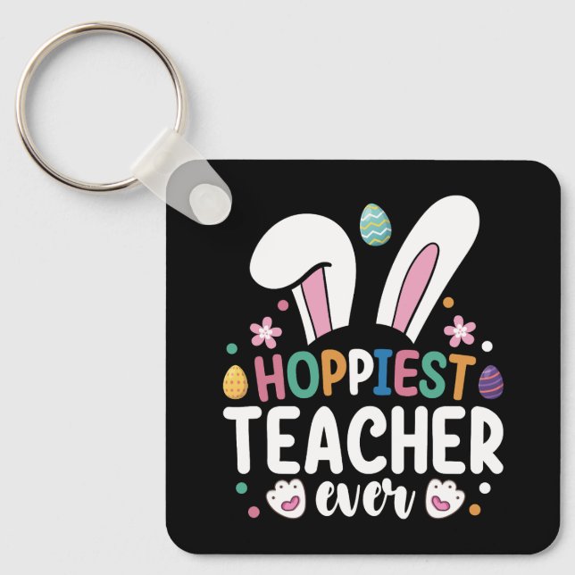 Hoffentlich Lehrer je Schule Ostern Bunny Egg Schlüsselanhänger (Vorderseite)
