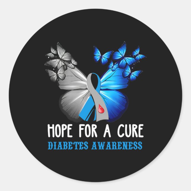 Hoffnung auf eine Heilung Diabetes Bewusstsein But Runder Aufkleber (Vorderseite)