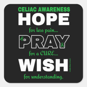 Hoffnung Betet Wish.. Celiac Quadratischer Aufkleber