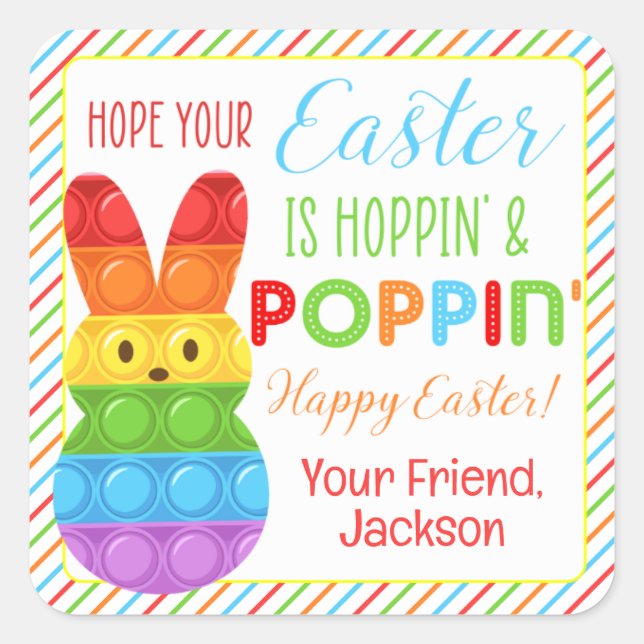 Hoffnung Dein Ostern ist Hoppin' & Poppin' Quadratischer Aufkleber (Vorderseite)
