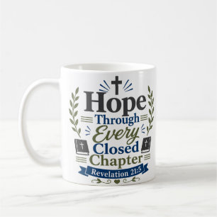 Hoffnung durch geschlossene Kapitel Schriftzitat Kaffeetasse