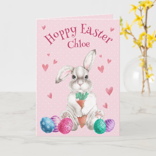 HOFFNUNG EASTER Aquarell Bunny Personalisiert Karte (Gelbe Blume)