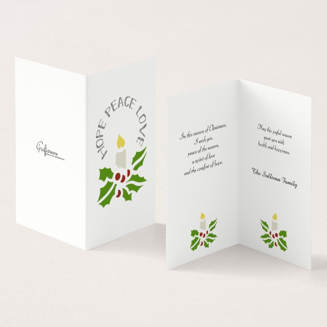Hoffnung, Frieden, Liebe Minimalistisch Holly und  (Innenseite und Außenseite)