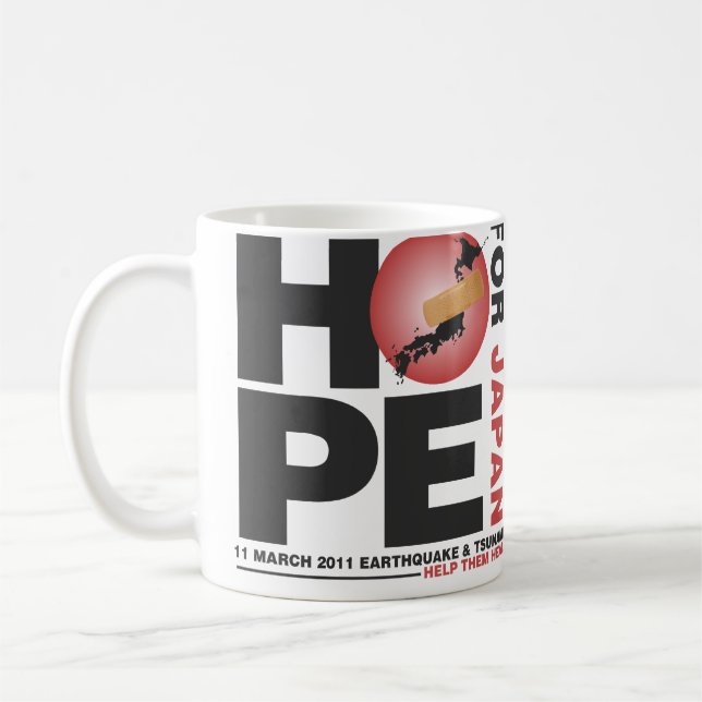 HOFFNUNG FÜR JAPAN - HELFEN SIE IHNEN ZU HEILEN KAFFEETASSE (Links)