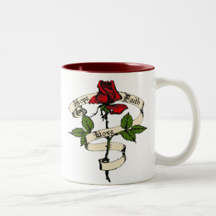 Hoffnung, Glaube, Liebe Zweifarbige Tasse
