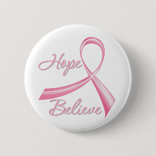 Hoffnung glauben Bürsten-Band-Brustkrebs Button