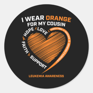 Hoffnung ich tragen Orange für meinen Cousin Leuke Runder Aufkleber