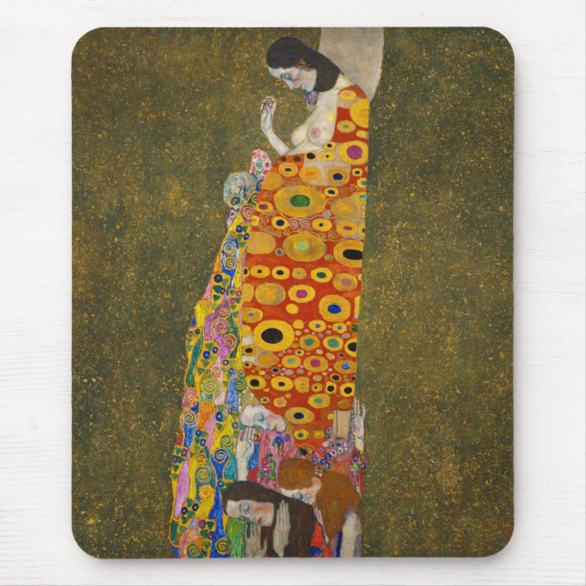 Hoffnung II von Gustav Klimt, Vintager Jugendstil Mousepad (Vorne)