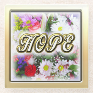 Hoffnung Inspiration in einem Blumenstrauß-Design  Glasuntersetzer
