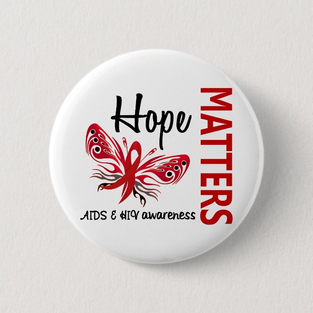 Hoffnung ist Schmetterling AIDS von Bedeutung Button (Vorderseite)