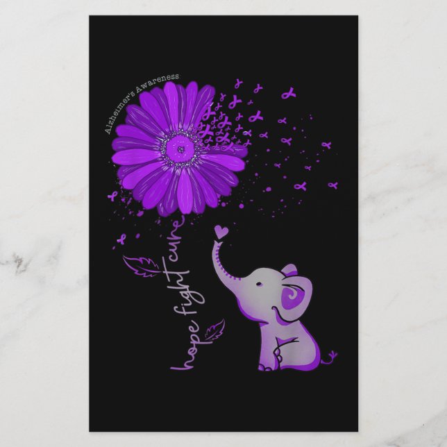 Hoffnung Kämpfen Niedlicher Elefant Alzheimer's Li Briefpapier (Vorderseite)
