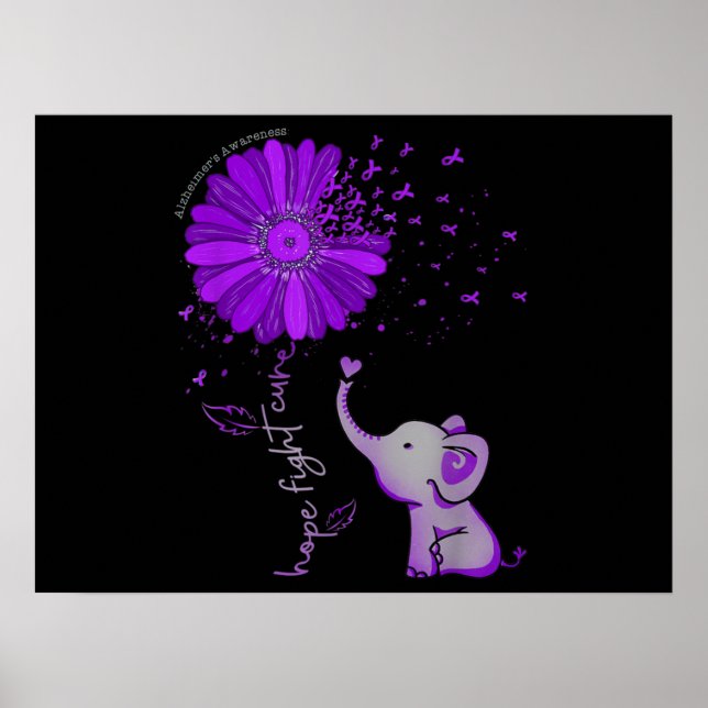 Hoffnung Kämpfen Niedlicher Elefant Alzheimer's Li Poster (Vorne)