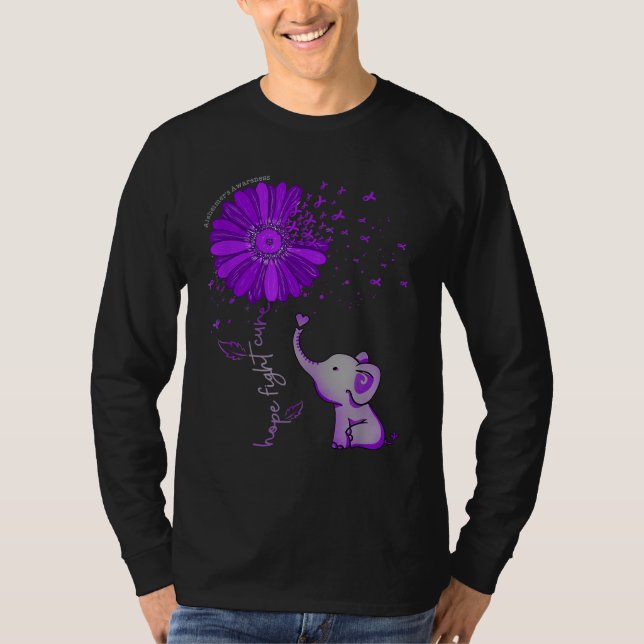 Hoffnung Kämpfen Niedlicher Elefant Alzheimer's Li T-Shirt (Vorderseite)