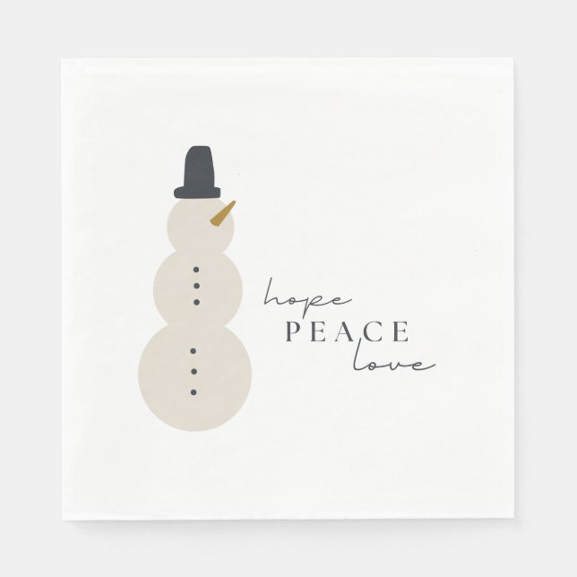 Hoffnung Liebe. Christmas Snowman Paper Napkins Serviette (Vorderseite)