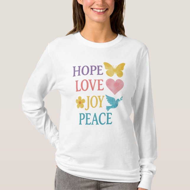 Hoffnung Liebe Freude Frieden Langarm-T-Shirt – Ge T-Shirt (Vorderseite)