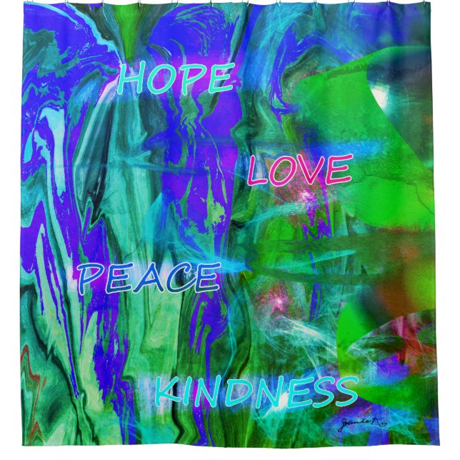 Hoffnung - Liebe - Frieden - Duschvorhang (Vorderseite)