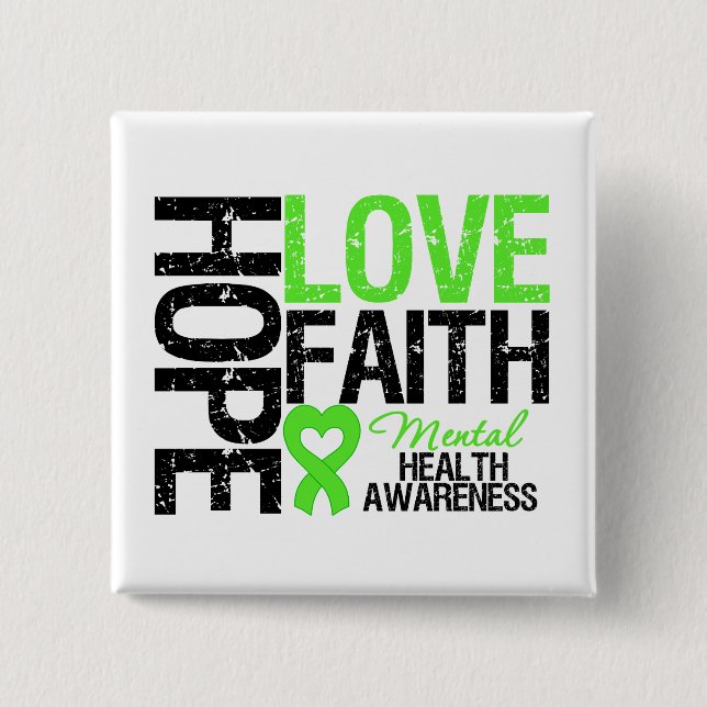 Hoffnung Liebe Glauben Psychische Gesundheit Bewus Button (Vorderseite)