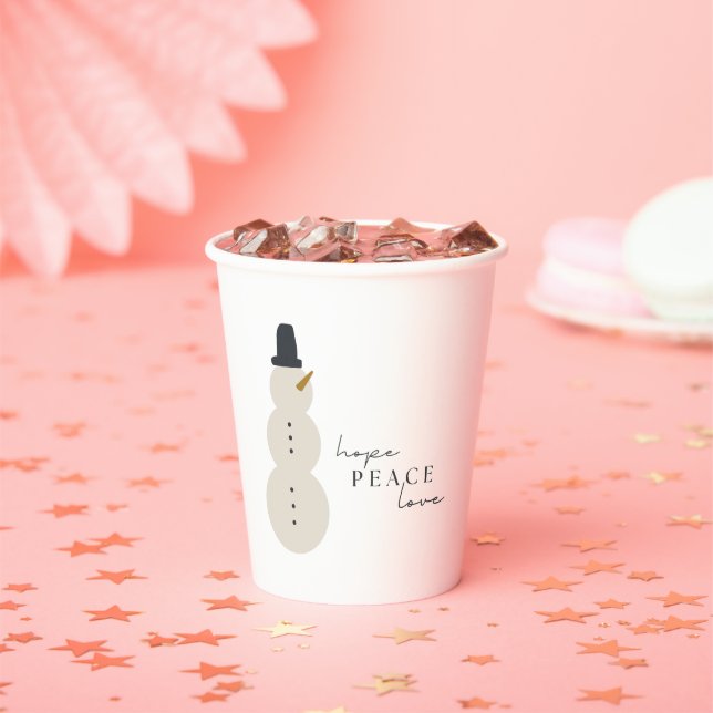 Hoffnung Liebe. Weihnachts-Schneemann-Papier-Cups Pappbecher (Insitu)