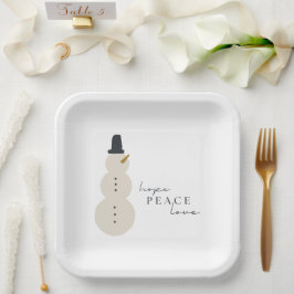 Hoffnung Liebe. Weihnachts-Snowman-Paper-Teller Pappteller