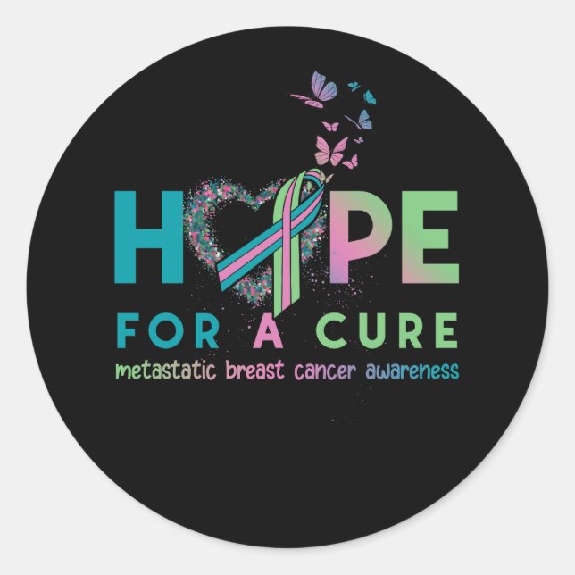 Hoffnung metastasierender Brustkrebs mit grünem Aq Runder Aufkleber (Vorderseite)