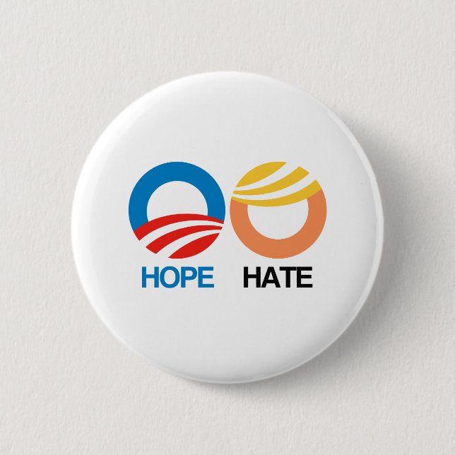 HOFFNUNG (Obama) gegen HASS (Trumpf) Button (Vorderseite)