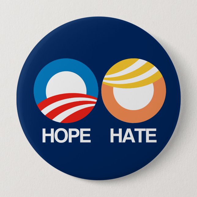 HOFFNUNG (Obama) gegen HASS (Trumpf) Button (Vorderseite)