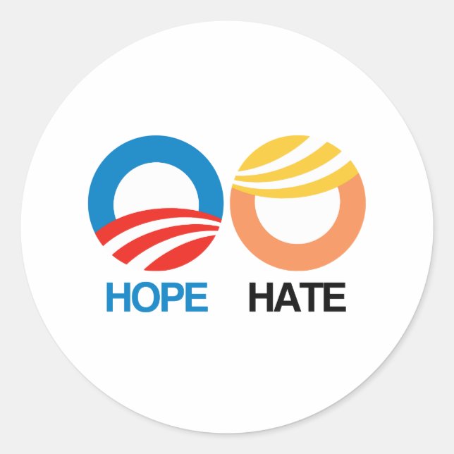 HOFFNUNG (Obama) gegen HASS (Trumpf) Runder Aufkleber (Vorderseite)