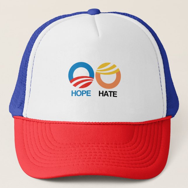 HOFFNUNG (Obama) gegen HASS (Trumpf) Truckerkappe (Vorderseite)