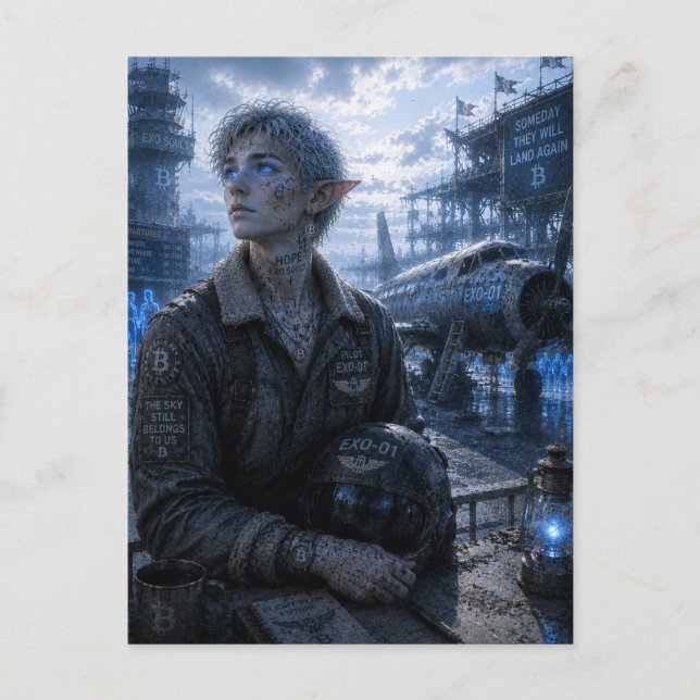 Hoffnung / Pilot / Verlassener Flughafen Postkarte (Vorderseite)